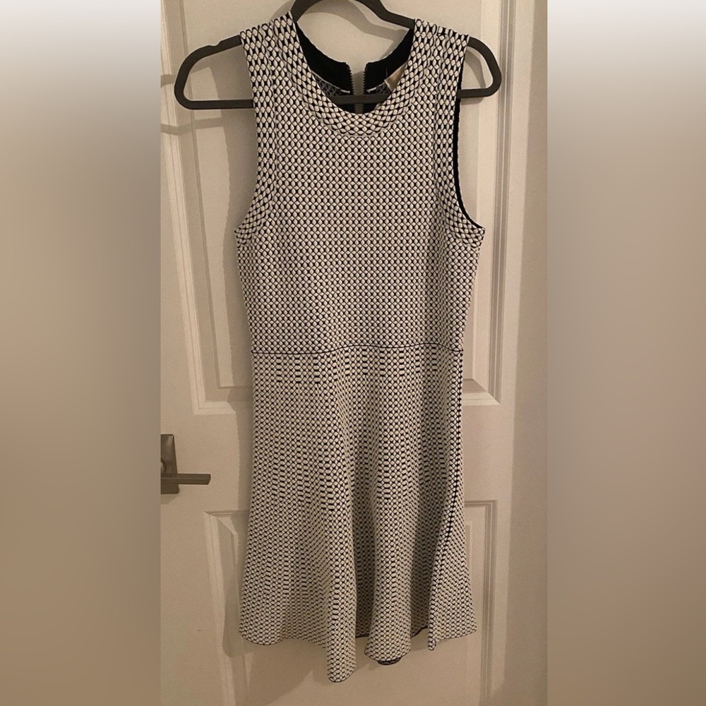 Michael Kors Black and White Geometric Midi Dress